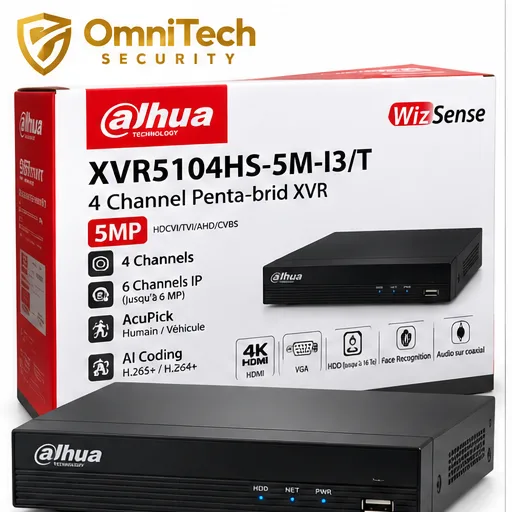 Enregistreur XVR Dahua 4 Canaux 5 MP WizSense – AcuPick – 1 HDD