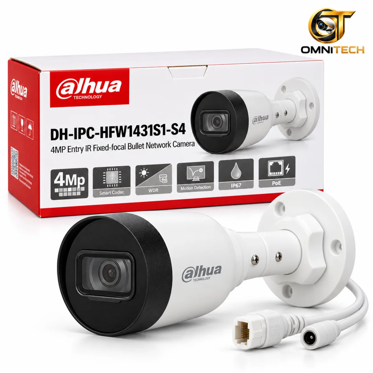 Caméra Bullet Dahua IP 4 MP PoE IR sans Audio