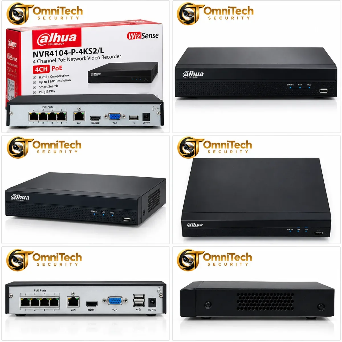 Enregistreur NVR Dahua 4 canaux PoE – Compatible caméras 2 MP – 1 HDD