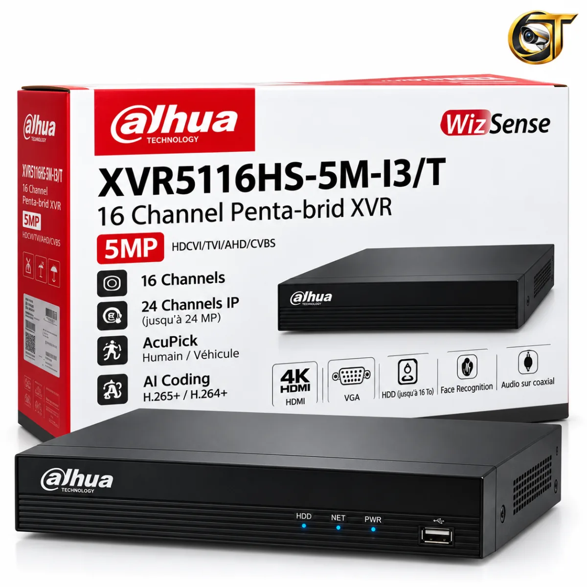 Enregistreur DVR / XVR Dahua 16 Canaux 5 MP WizSense – AcuPick – 1 HDD