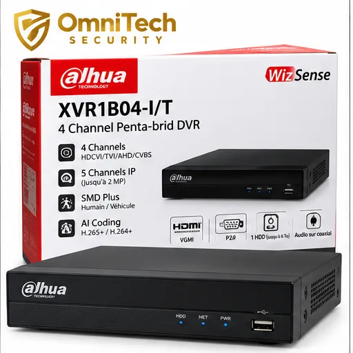 Enregistreur XVR Dahua 4 Canaux WizSense – SMD Plus – 1 HDD