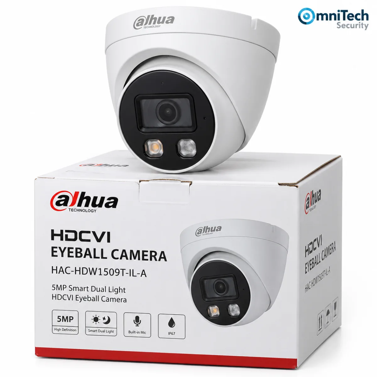 Caméra Dôme Dahua 5 MP Smart Dual Light avec Audio