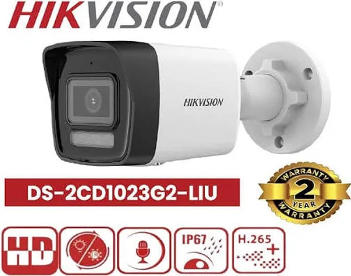 Caméra IP Bullet Hikvision 2 MP PoE Smart Hybrid Light avec Audio