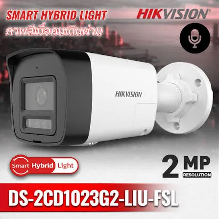 Caméra IP Bullet Hikvision 2 MP PoE Smart Hybrid Light avec Audio